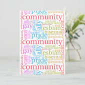 SlipperyJoeの虹色のLGBTQ+コミュニティワードクラウド シーズンカード (スタンド正面)