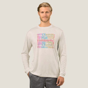 SlipperyJoeの虹色のLGBTQ+コミュニティワードクラウド トライブレンドTシャツ