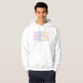 SlipperyJoeの虹色のLGBTQ+コミュニティワードクラウド パーカ (正面フル)