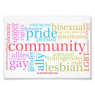 SlipperyJoeの虹色のLGBTQ+コミュニティワードクラウド フォトプリント