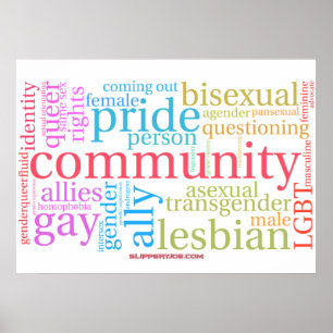 SlipperyJoeの虹色のLGBTQ+コミュニティワードクラウド ポスター
