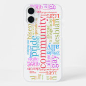 SlipperyJoeの虹色のLGBTQ+コミュニティワードクラウド iPhoneケース (裏面)