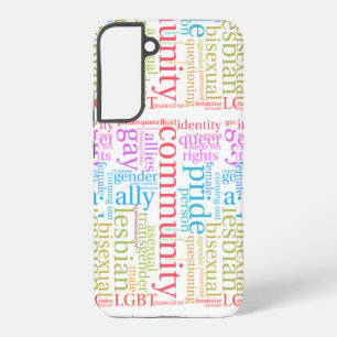 SlipperyJoeの虹色のLGBTQ+コミュニティワードクラウド Samsung Galaxy S22+ケース