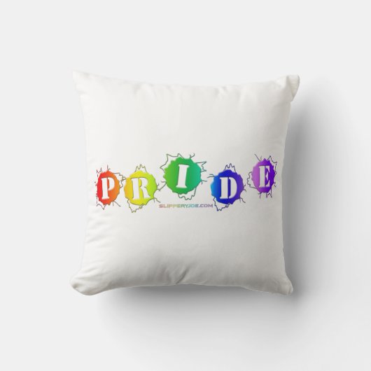 SlipperyJoeの虹色のPrideサインが爆発し クッション (正面)