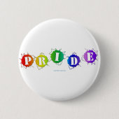 SlipperyJoeの虹色のPrideサインが爆発し 缶バッジ (正面)