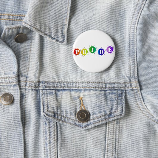 SlipperyJoeの虹色のPrideサインが爆発し 缶バッジ (インサイチュ)