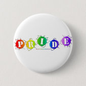 SlipperyJoeの虹色のPrideサインが爆発し 缶バッジ (正面)