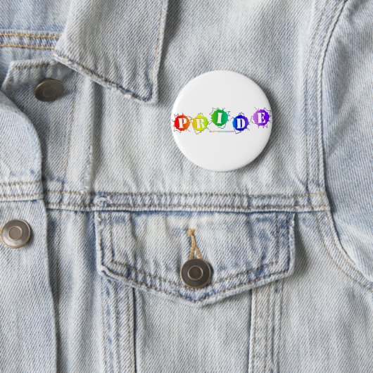 SlipperyJoeの虹色のPrideサインが爆発し 缶バッジ (インサイチュ)