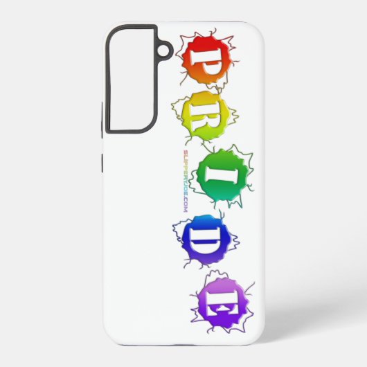 SlipperyJoeの虹色のPrideサインが爆発し Samsung Galaxyケース (裏面)