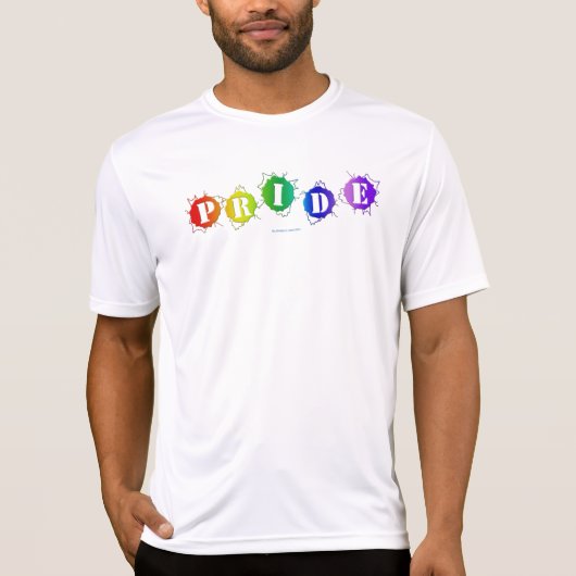 SlipperyJoeの虹色のPrideサインが爆発し Tシャツ (正面)