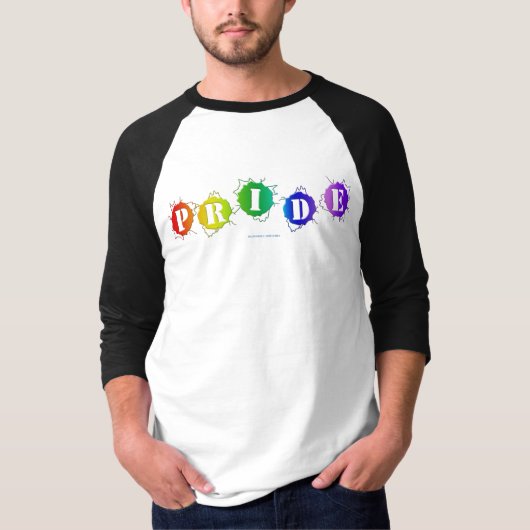SlipperyJoeの虹色のPrideサインが爆発し Tシャツ (正面)
