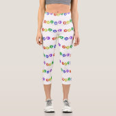SlipperyJoeの虹色のPrideサインが輝き カプリレギンス (正面)