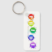SlipperyJoeの虹色のPrideサインが輝き キーホルダー (正面)