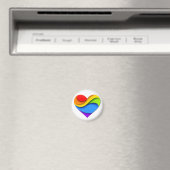 SlipperyJoeの虹色レイヤードハート型 赤 オレンジ マグネット (インサイチュ (食洗機))