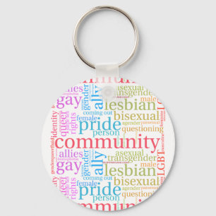 SlipperyJoeの虹色LGBTQ+コミュニティーワードクラウド キーホルダー