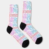 SlipperyJoeの虹色LGBTQ+コミュニティーワードクラウド ソックス (右)