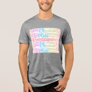 SlipperyJoeの虹色LGBTQ+コミュニティーワードクラウド トライブレンドTシャツ