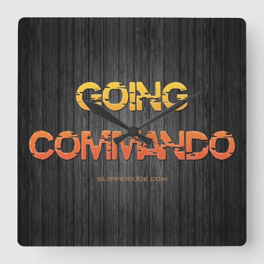 SlipperyJoeの行くコマンド木材イエローオレンジbl スクエア壁時計 (正面)