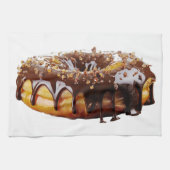SlipperyJoeの贅沢なドーナツを厚い艶のあるチョコレートグレーズでコーティング キッチンタオル (横)