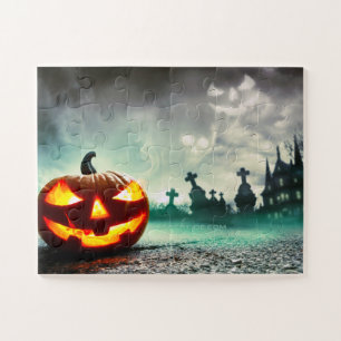 SlipperyJoeの輝くジャックオーランタン・ハロウィン・ウェア ジグソーパズル