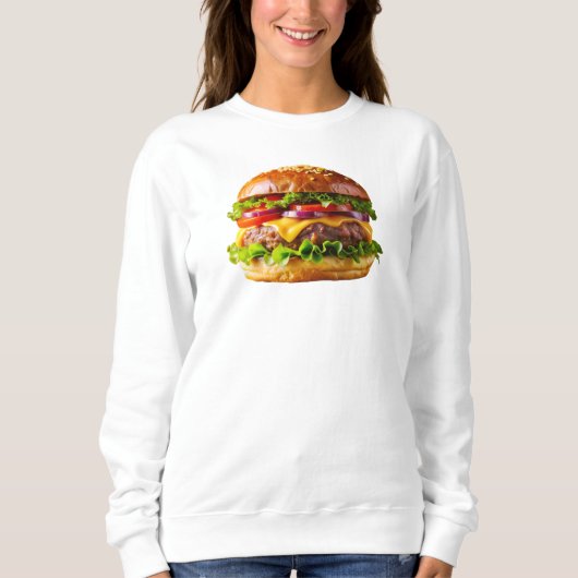 SlipperyJoeの食欲をそそるチーズバーガー クリスピーba スウェットシャツ (正面)