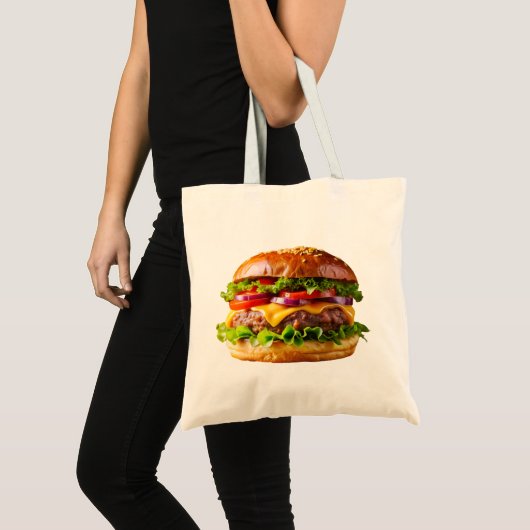 SlipperyJoeの食欲をそそるチーズバーガー クリスピーba トートバッグ (正面(商品))