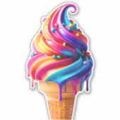 SlipperyJoeの鮮やかなアイスクリームコーンのクラシック シール (正面)