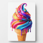 SlipperyJoeの鮮やかなアイスクリームコーンのクラシック フォトプラーク (正面)