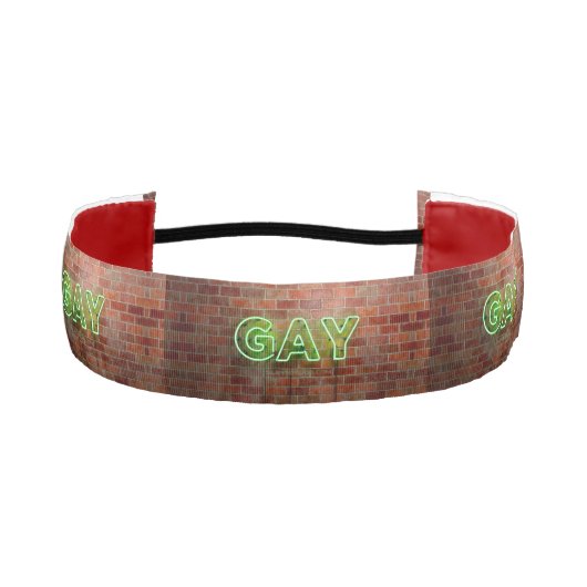 SlipperyJoeの鮮やかなネオン ゲイ サイン 緑のレンガ アスレチックヘッドバンド (正面)