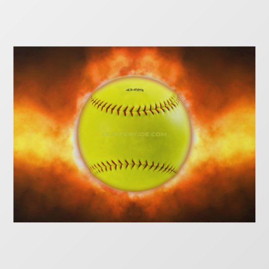 SlipperyJoeの黄色のソフトボール火炎が燃え上がる ウィンドウサイン (シート)