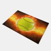 SlipperyJoeの黄色のソフトボール火炎が燃え上がる ドアマット (アングル)