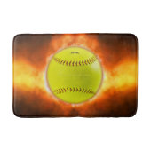 SlipperyJoeの黄色のソフトボール火炎が燃え上がる バスマット (正面)
