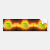SlipperyJoeの黄色のソフトボール火炎が燃え上がる バンパーステッカー (正面)