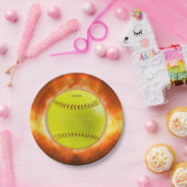 SlipperyJoeの黄色のソフトボール火炎が燃え上がる ペーパープレート (パーティー)