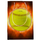 SlipperyJoeの黄色のソフトボール火炎が燃え上がる ミディアムペーパーバッグ (正面)