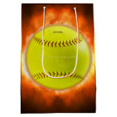 SlipperyJoeの黄色のソフトボール火炎が燃え上がる ミディアムペーパーバッグ (裏面)