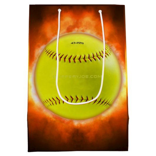 SlipperyJoeの黄色のソフトボール火炎が燃え上がる ミディアムペーパーバッグ (裏面)