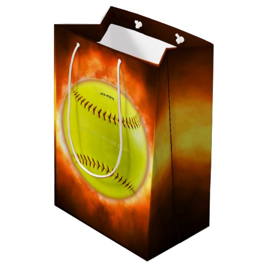 SlipperyJoeの黄色のソフトボール火炎が燃え上がる ミディアムペーパーバッグ (裏面アングル)