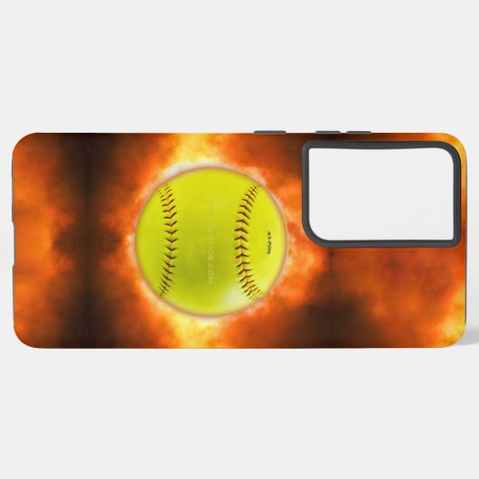 SlipperyJoeの黄色のソフトボール火炎が燃え上がる Samsung Galaxyケース (左側面)