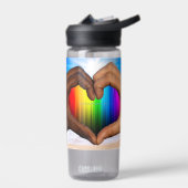 SlipperyJoeの2つの心のある手の異人種間の男性h ウォーターボトル (左面)