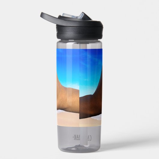 SlipperyJoeの2つの心のある手の異人種間の男性h ウォーターボトル (右面)