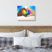 SlipperyJoeの2つの心のある手の異人種間の男性h キャンバスプリント (インサイチュ (寝室))