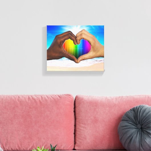 SlipperyJoeの2つの心のある手の異人種間の男性h キャンバスプリント (インサイチュ (リビング))
