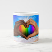 SlipperyJoeの2つの心のある手の異人種間の男性h ジャンボコーヒーマグカップ (正面)