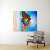 SlipperyJoeの2つの心のある手の異人種間の男性h タペストリー (インサイチュ(横))