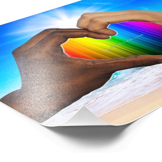 SlipperyJoeの2つの心のある手の異人種間の男性h フォトプリント (角)