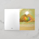 SlipperyJoeの2つの心のある手の異人種間の男性h 箔グリーティングカード (外側レイダウン)