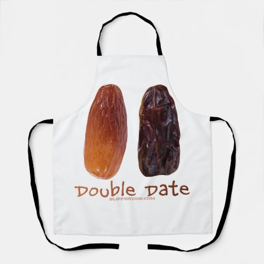 SlipperyJoeの2つの日付ダブル日付の縮おもしろいれ エプロン (正面)