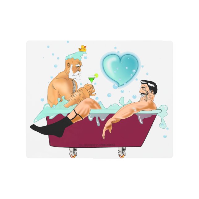 SlipperyJoeの2つの芸術的ゲイメンズ浴槽ゲイpri メタルプリント (正面)