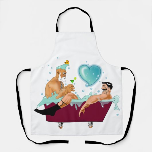 SlipperyJoeの2人のゲイ男性は漫画の浴槽soaを愛している エプロン (正面)